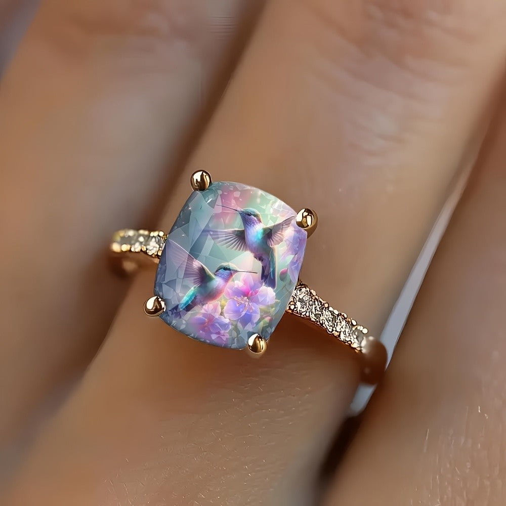 Hummingbird Square Ring