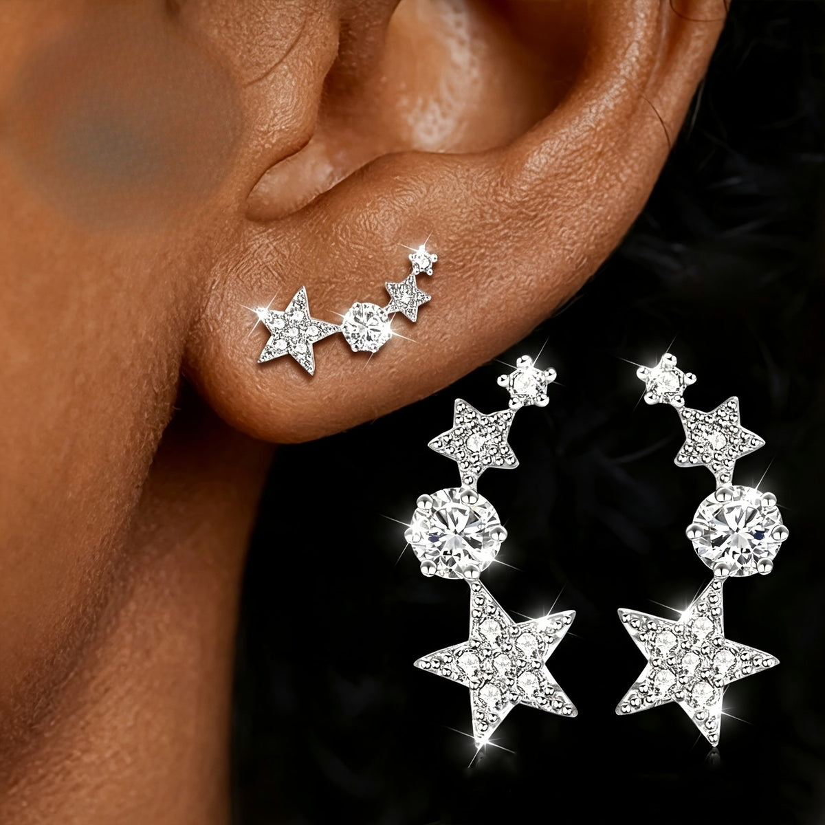 Crystal Star Climber Earrings