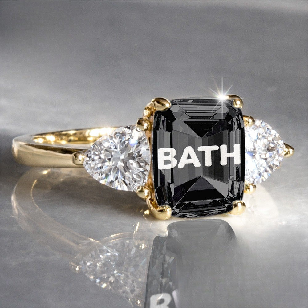 Black Bath Sign Statement Ring