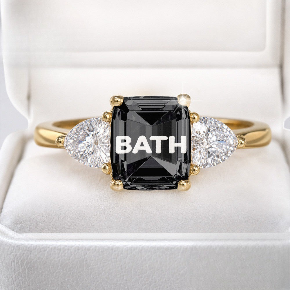 Black Bath Sign Statement Ring