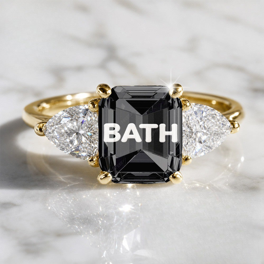 Black Bath Sign Statement Ring
