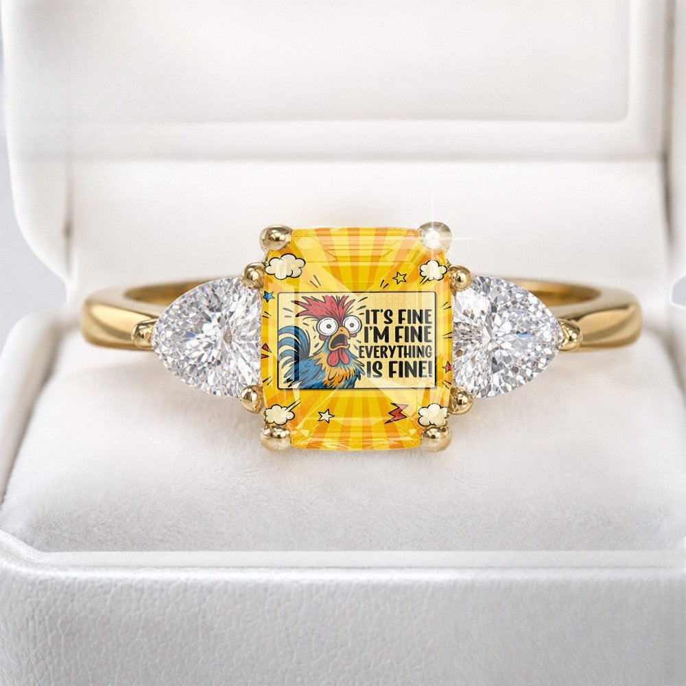 Cartoon Rooster Statement Ring