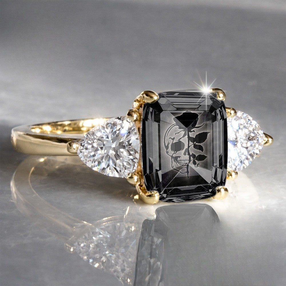 Skull & Rose Rectangular Ring