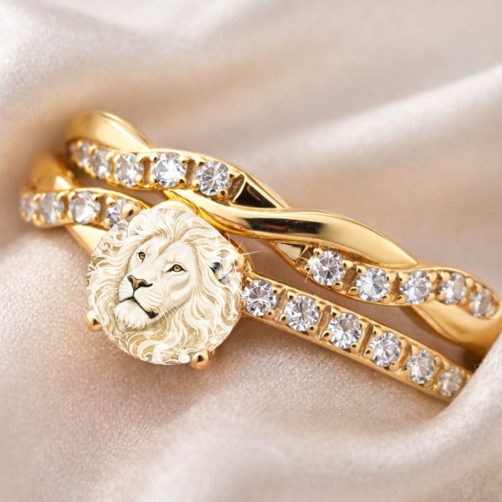 Lion Head Crystal Wrap Ring