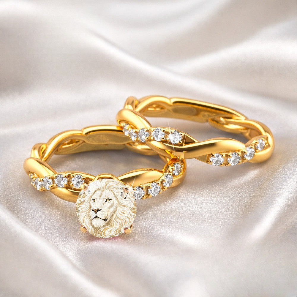 Lion Head Crystal Wrap Ring