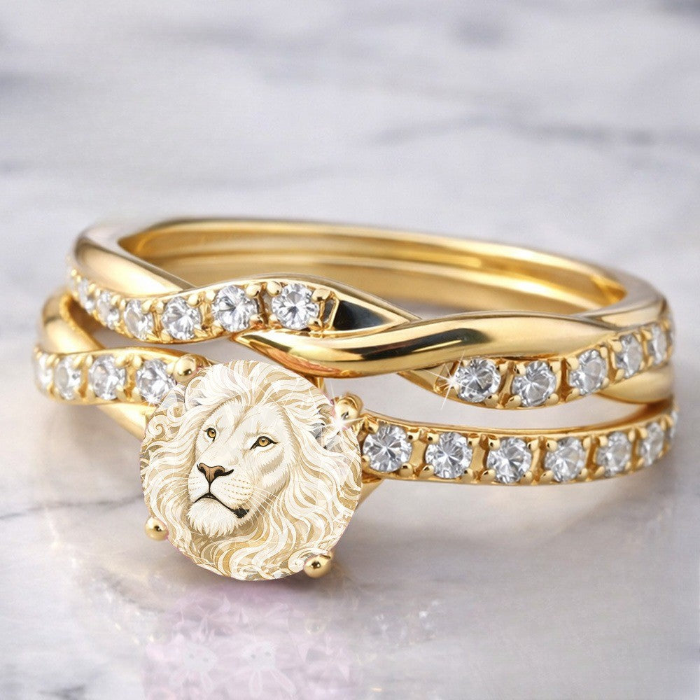 Lion Head Crystal Wrap Ring
