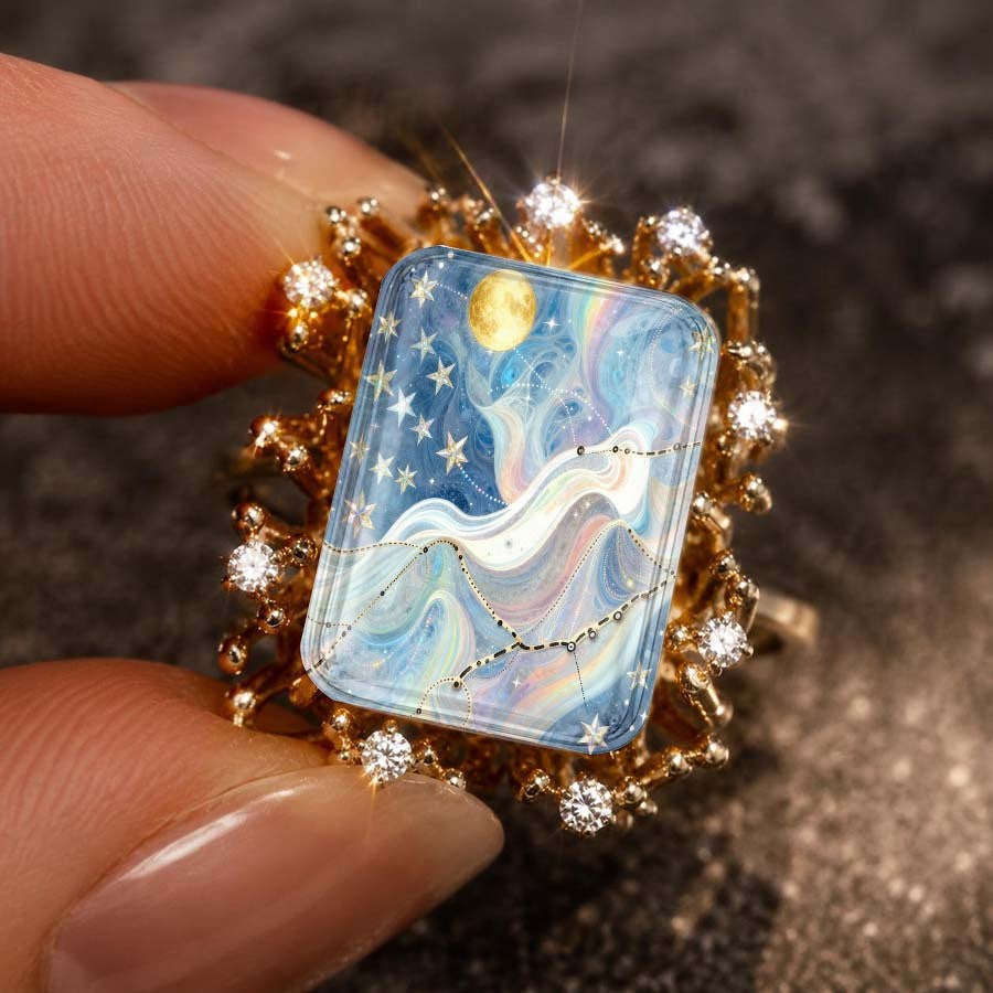 Starry Night Sky Square Ring