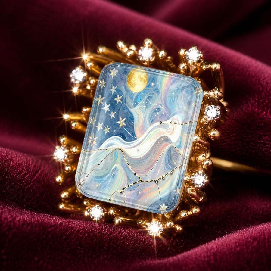 Starry Night Sky Square Ring