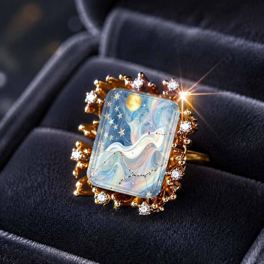 Starry Night Sky Square Ring