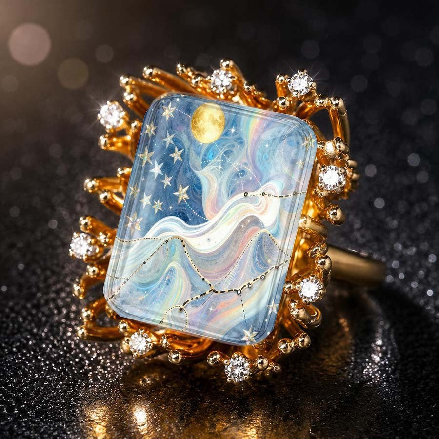 Starry Night Sky Square Ring