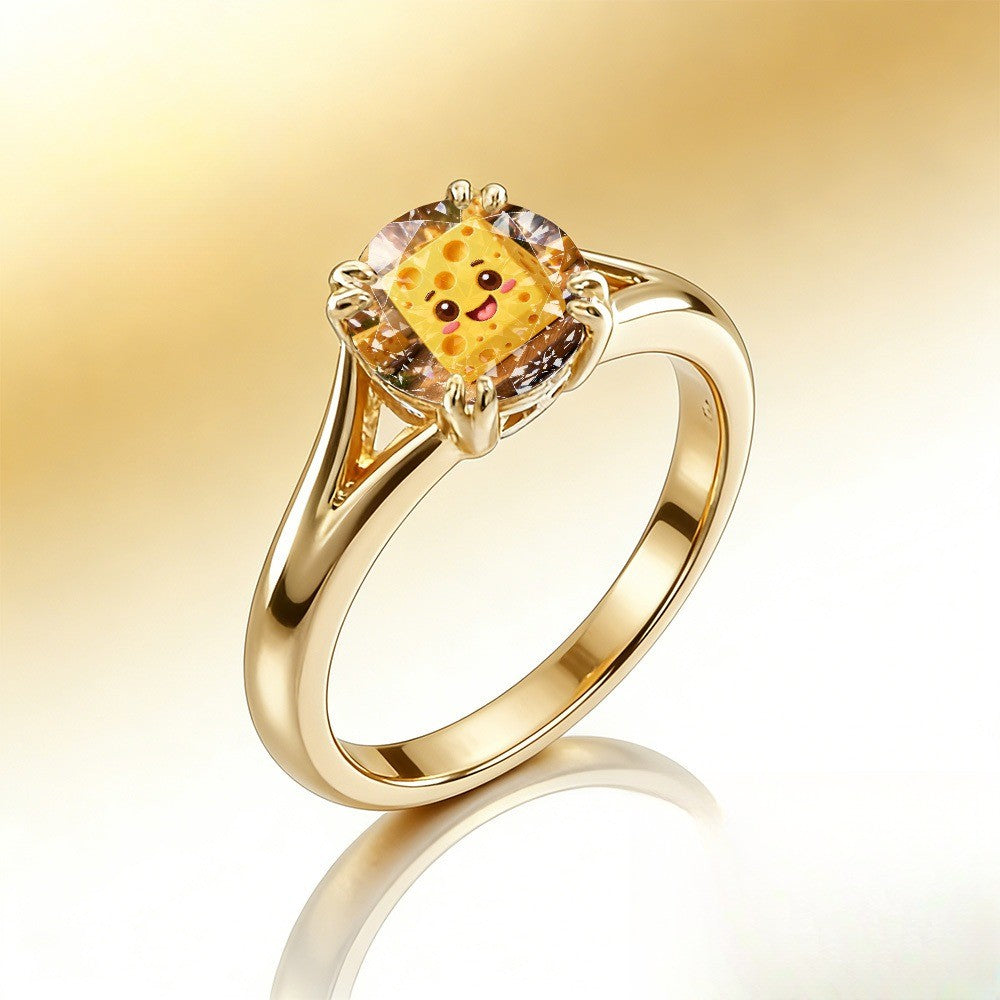 Smiling Cheese Crystal Ring