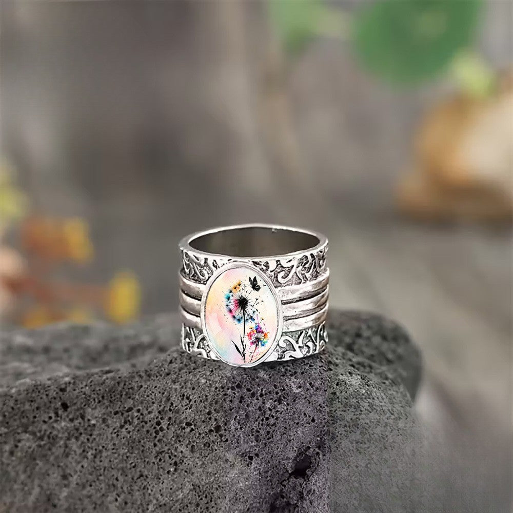 Dandelion & Butterfly Oval Ring