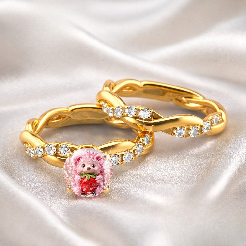 Pink Hedgehog Strawberry Ring