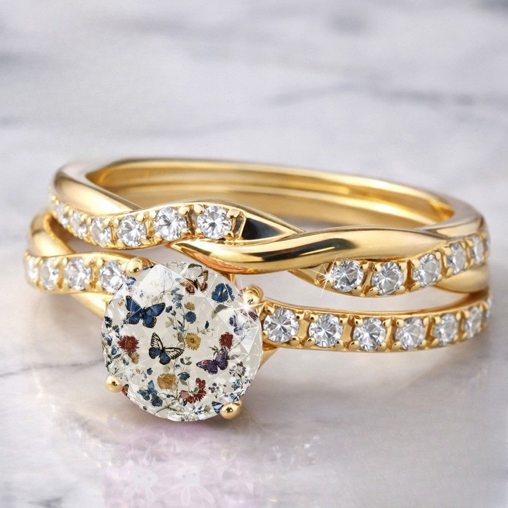 Floral Butterfly Twisted Ring