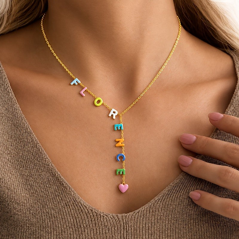 Custom Colorful Letter Y-Drop Necklace