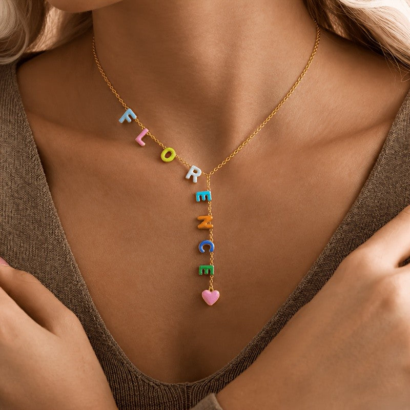 Custom Colorful Letter Y-Drop Necklace