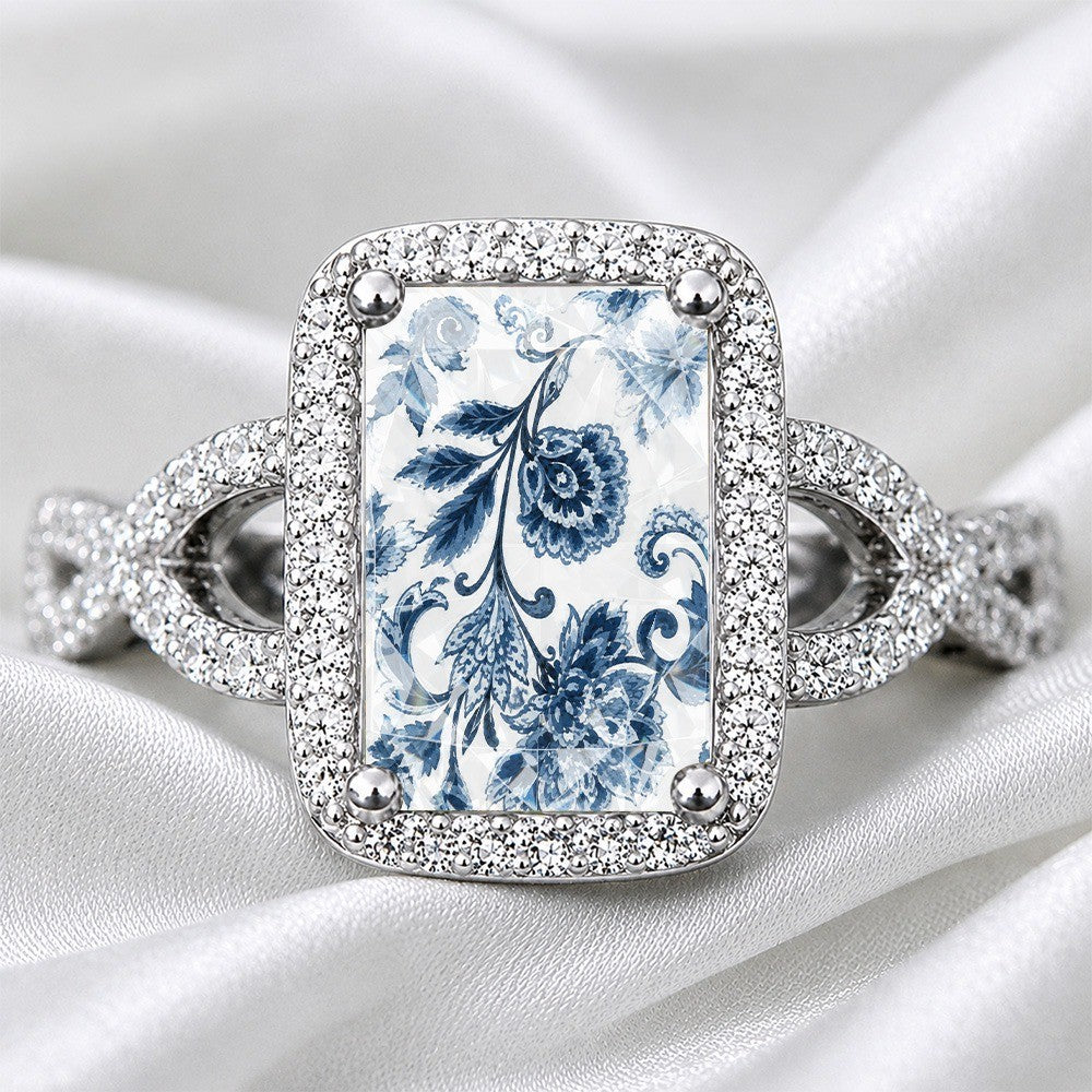 Blue Vine Square Ring