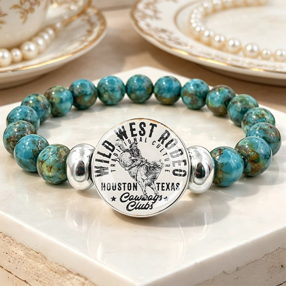 Rodeo Charm Turquoise Bead Bracelet