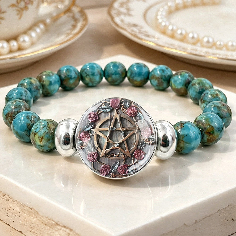 Floral Pentagram Beaded Bracelet