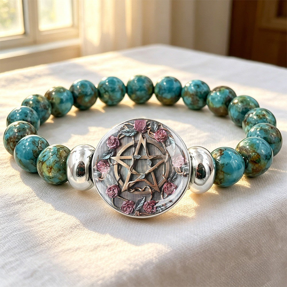 Floral Pentagram Beaded Bracelet