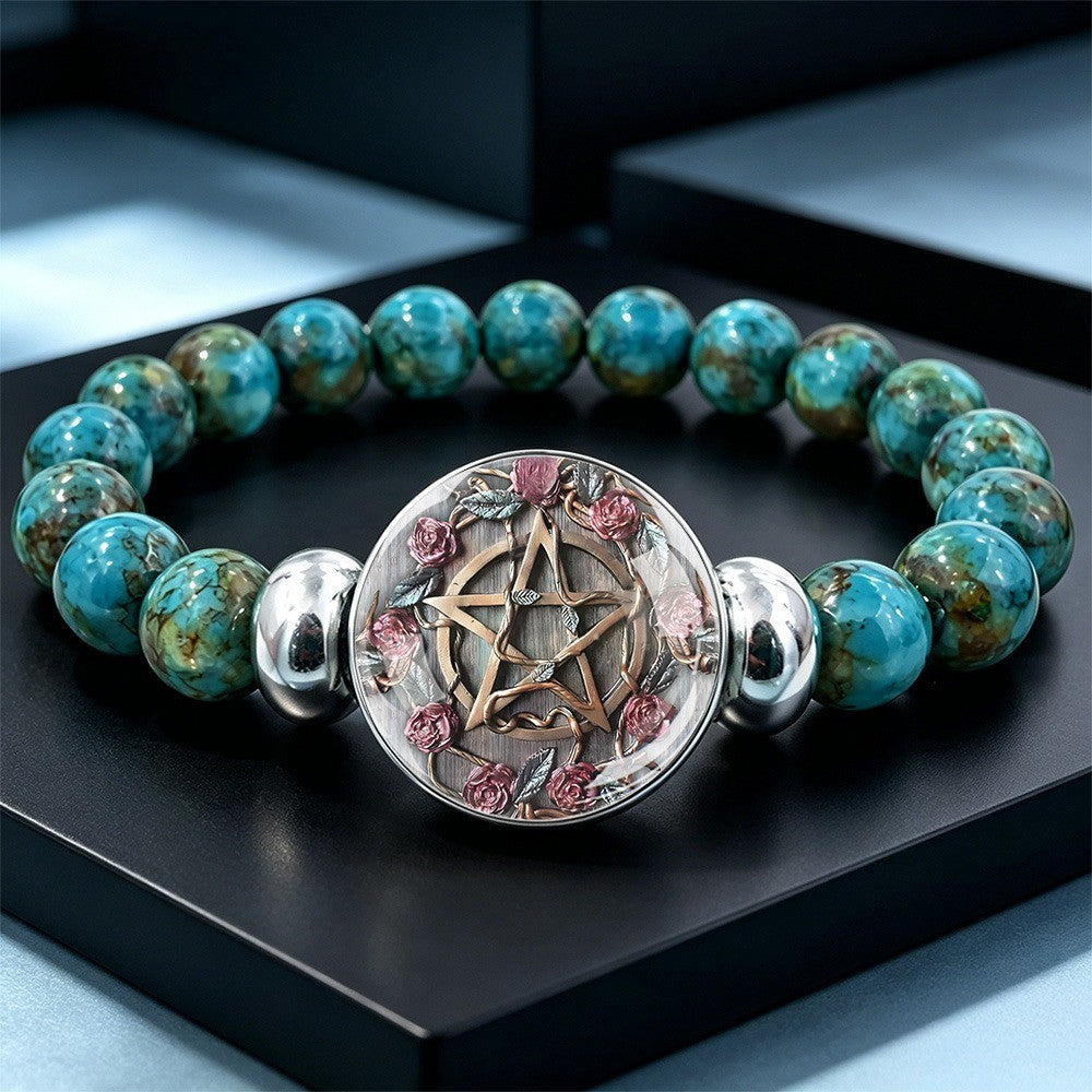 Floral Pentagram Beaded Bracelet