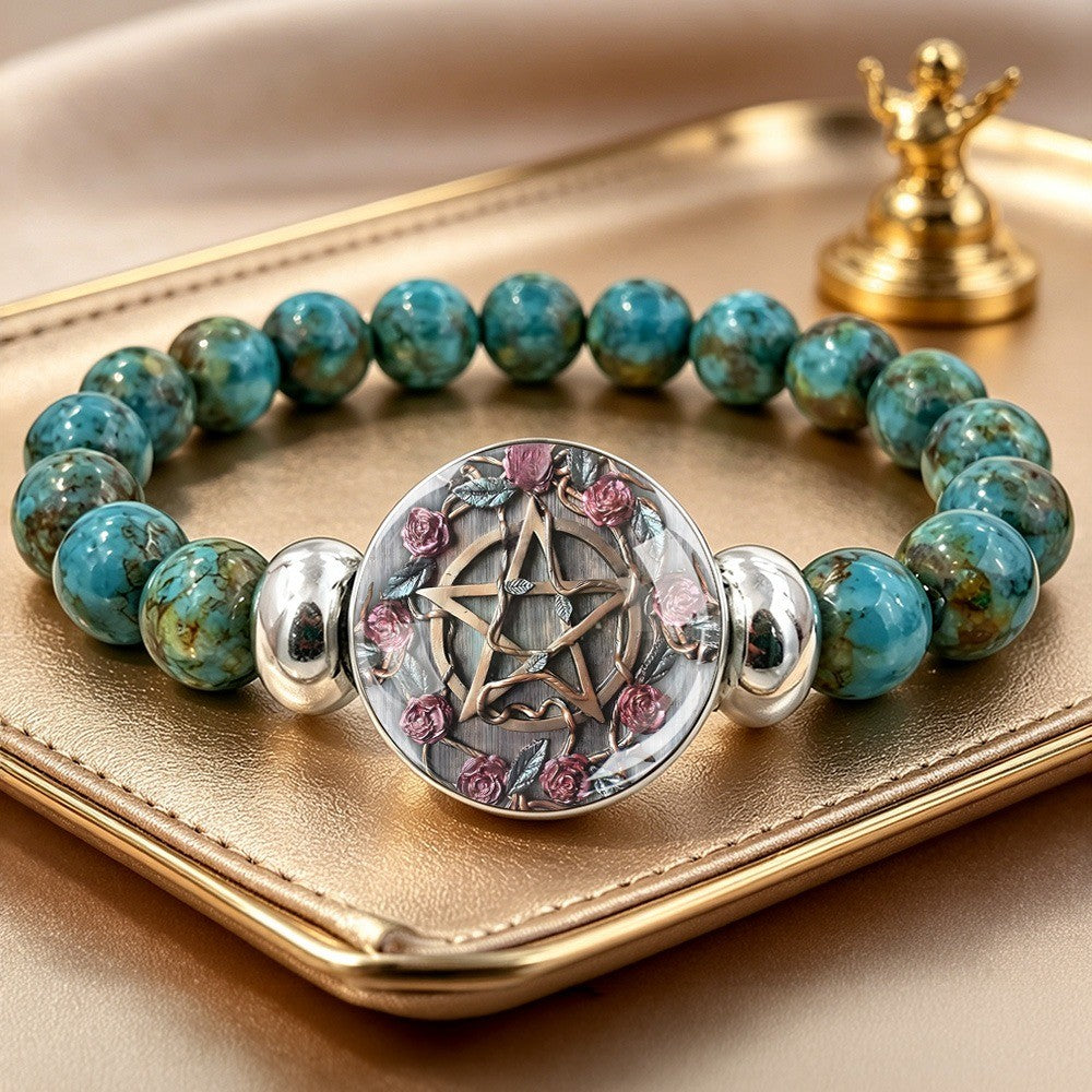 Floral Pentagram Beaded Bracelet