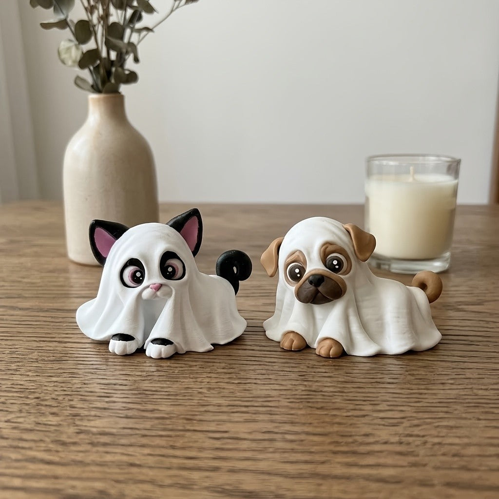 Ghost Cat & Dog Figurine Set
