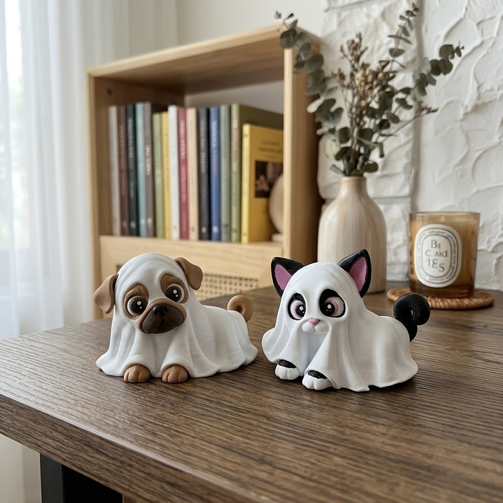 Ghost Cat & Dog Figurine Set