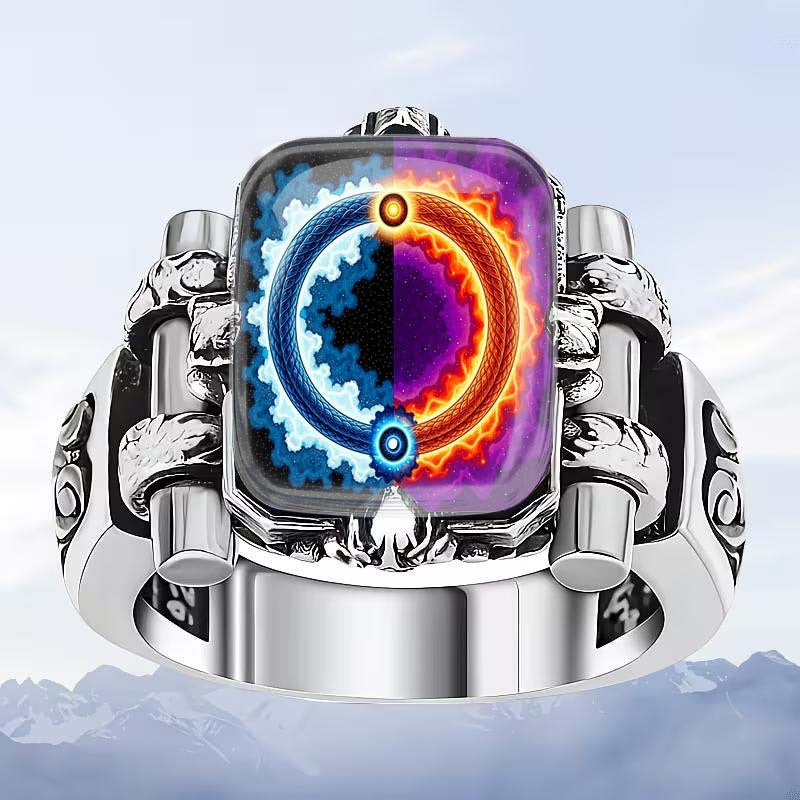 Fire & Ice Yin Yang Square Ring