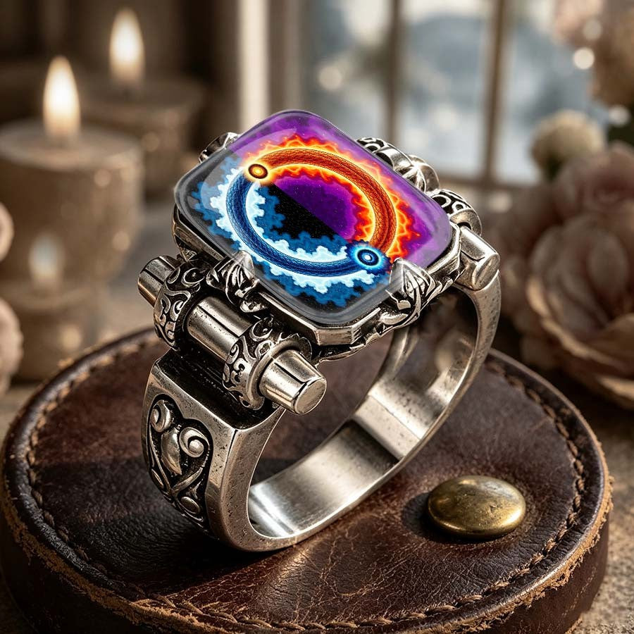 Fire & Ice Yin Yang Square Ring