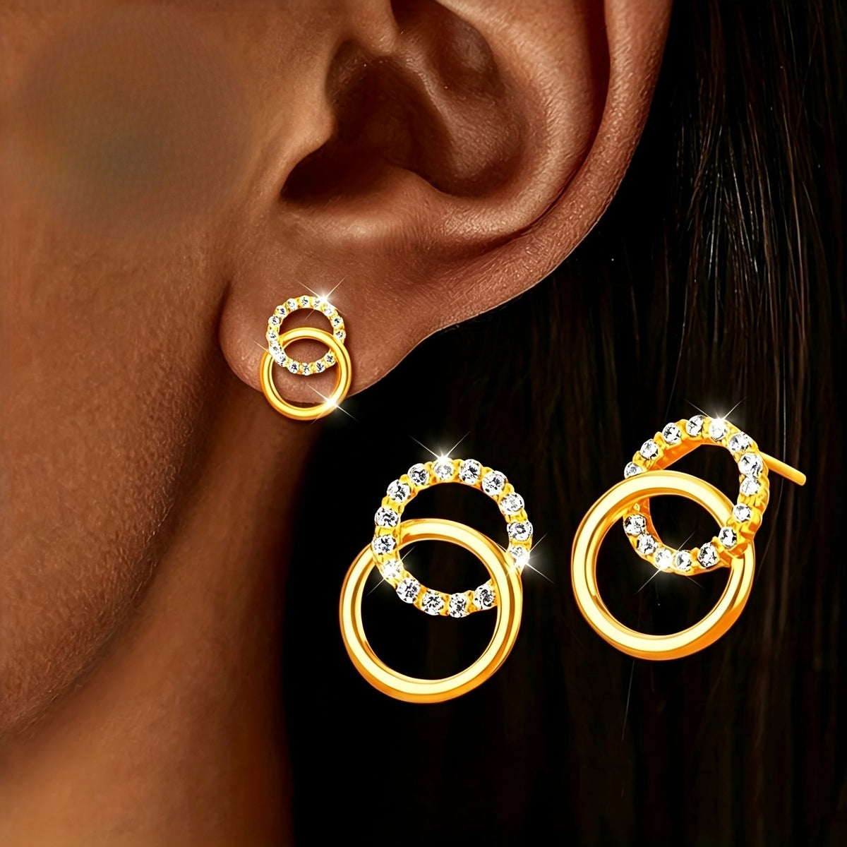 Crystal Double Ring Earrings