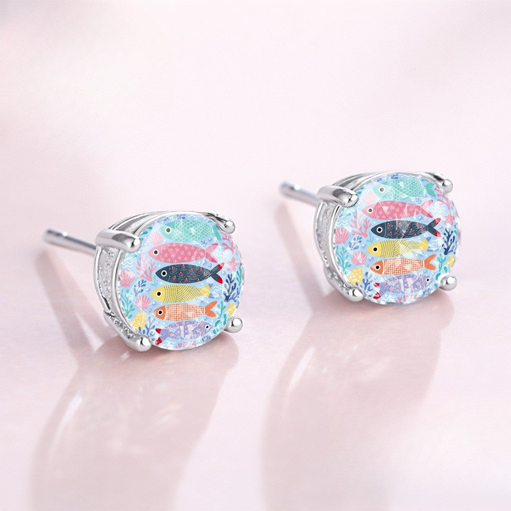 Underwater World Fish Glass Stud Earrings