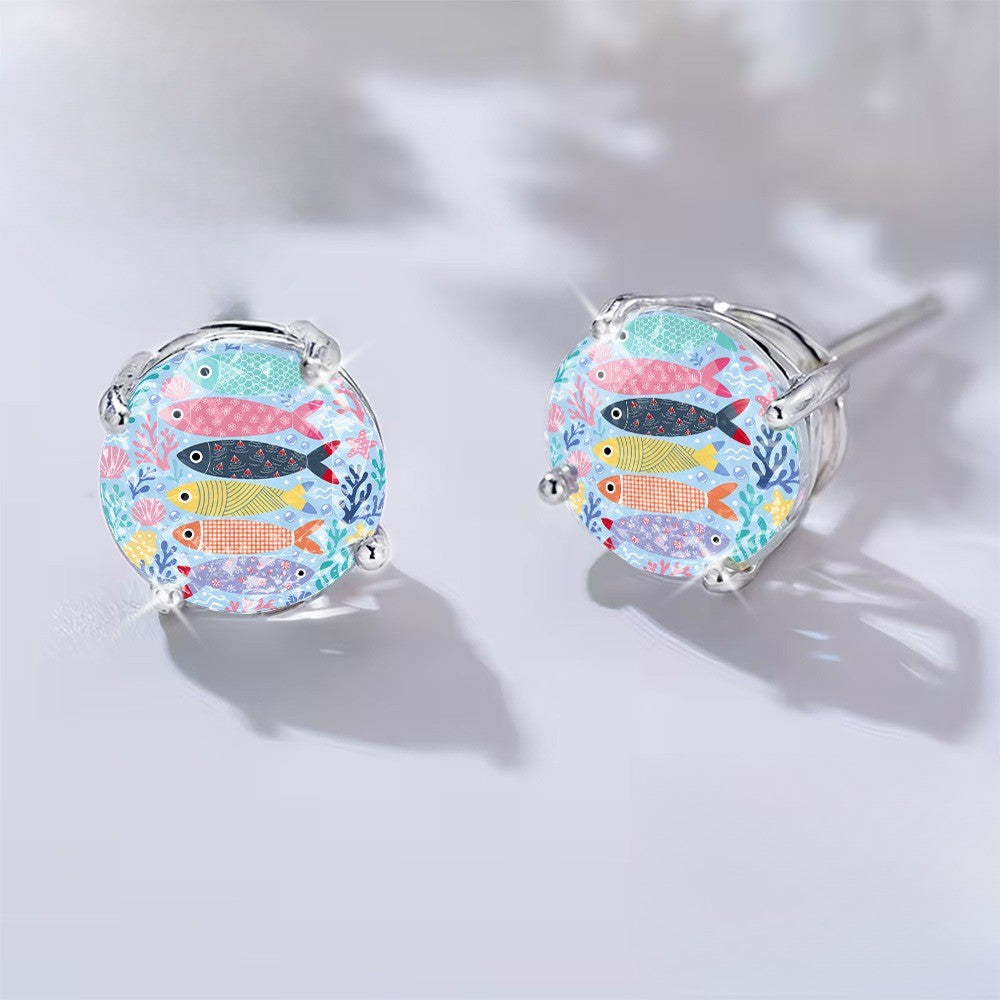 Underwater World Fish Glass Stud Earrings