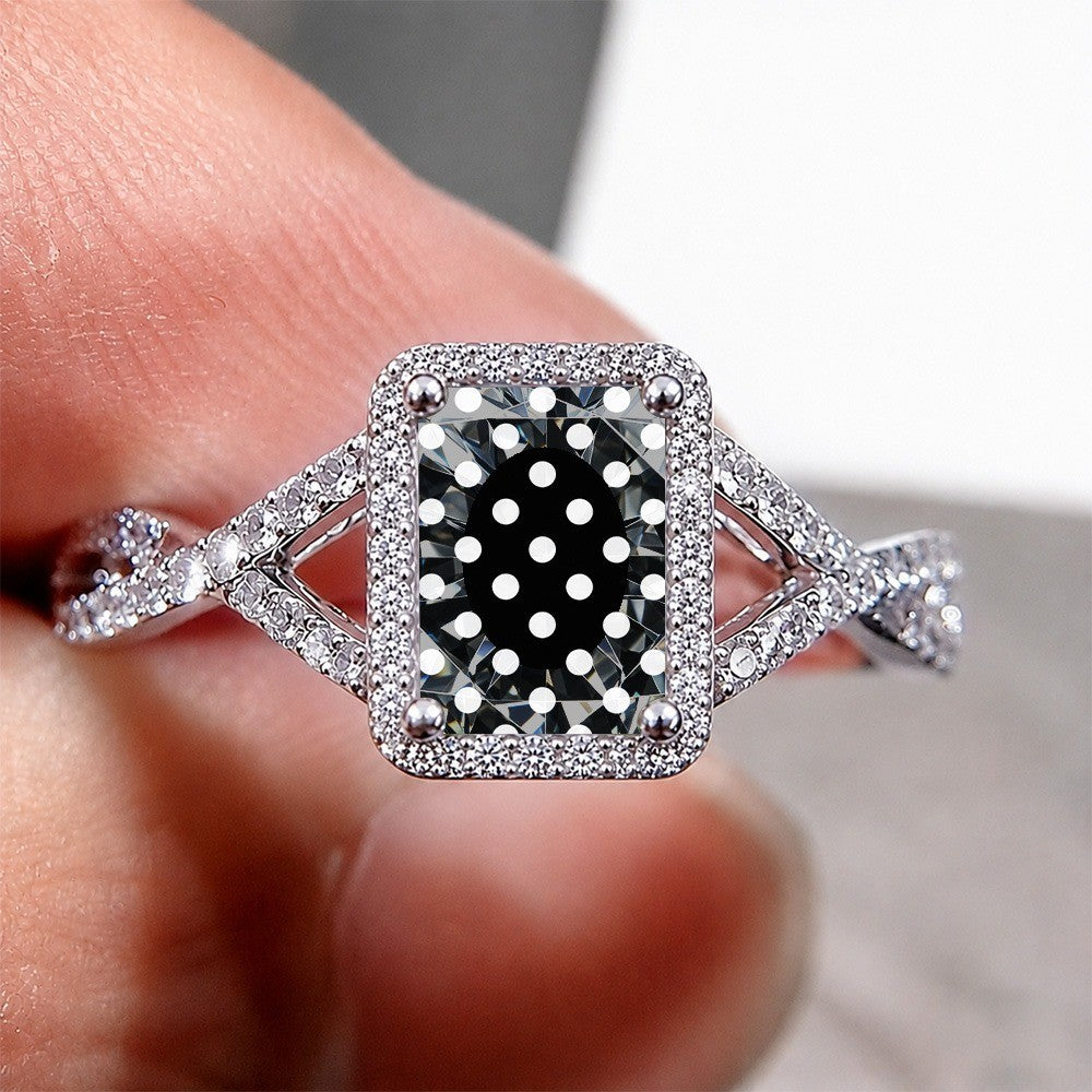 Black Polka Dot Halo Square Ring