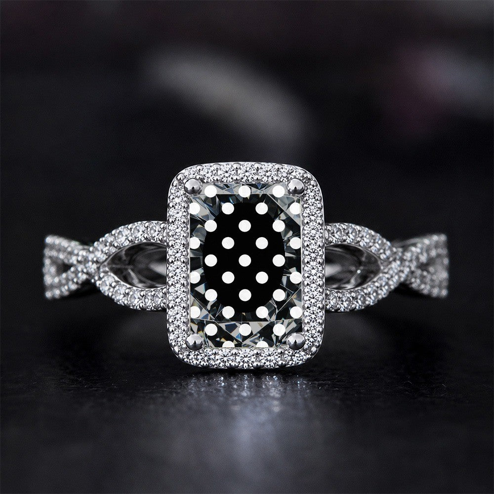 Black Polka Dot Halo Square Ring