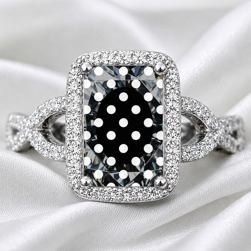 Black Polka Dot Halo Square Ring