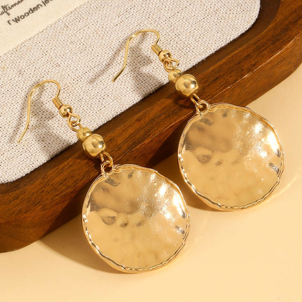 Hammered Disc Drop Earrings