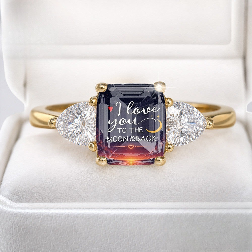 Starry Night Moon & Back Square Ring