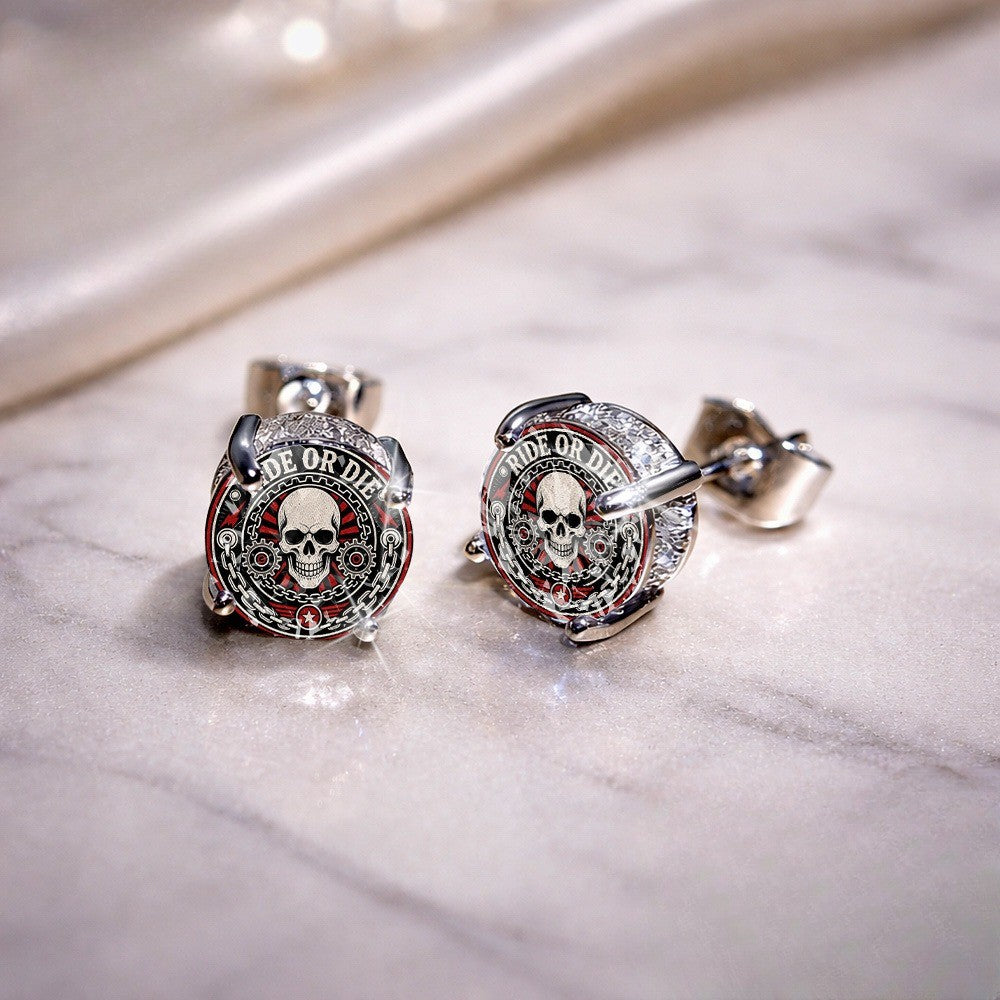 Skull Gear Stud Earrings