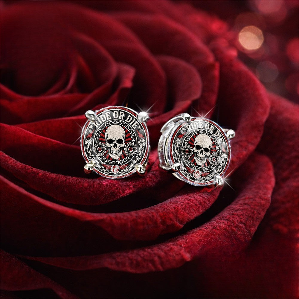 Skull Gear Stud Earrings