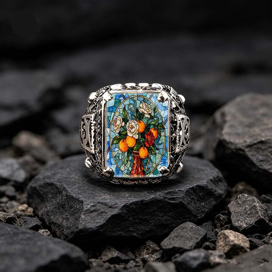 Floral & Fruit Stained Glass Ring