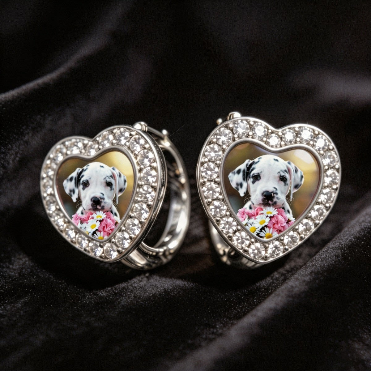 Dalmatian Puppy Heart Earrings