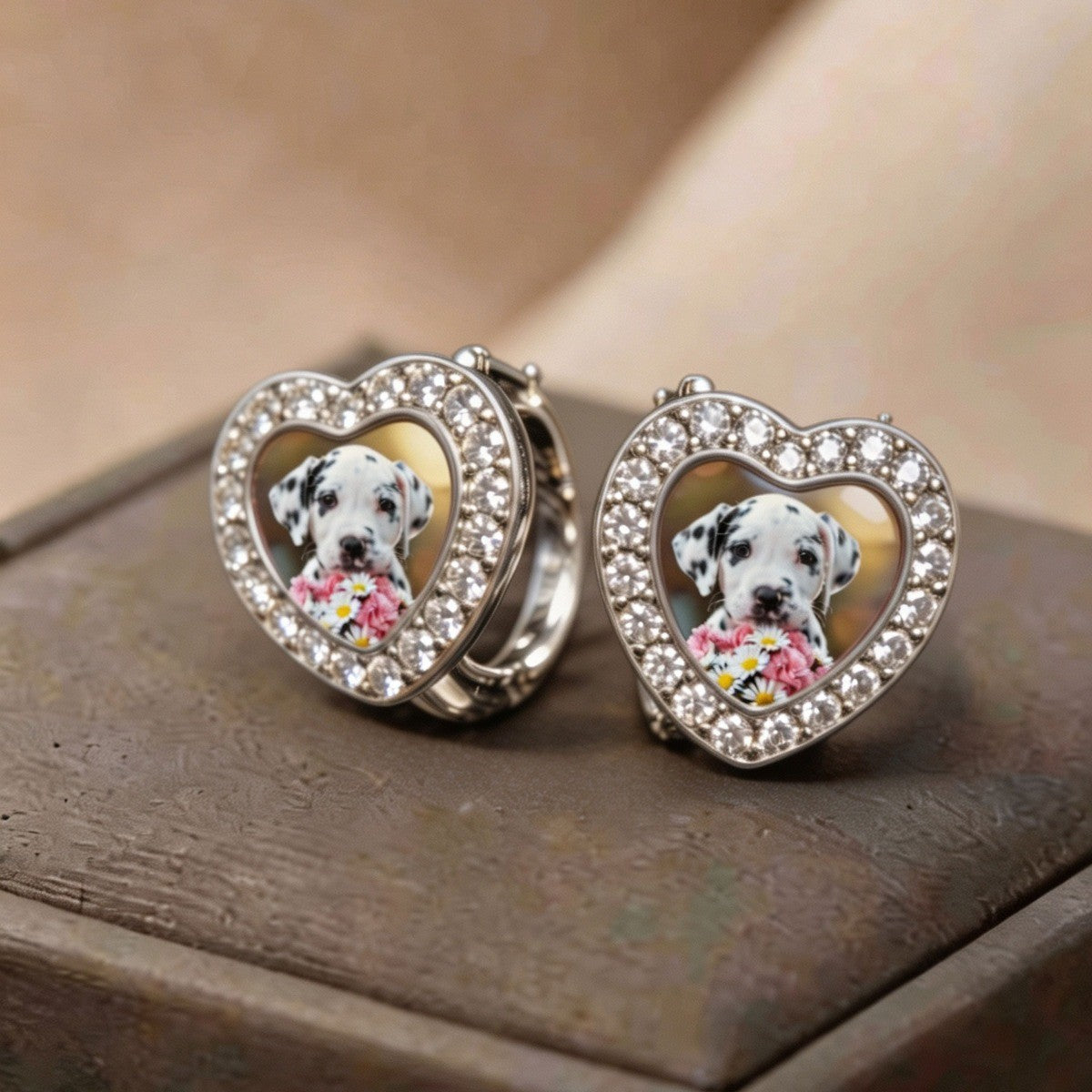 Dalmatian Puppy Heart Earrings