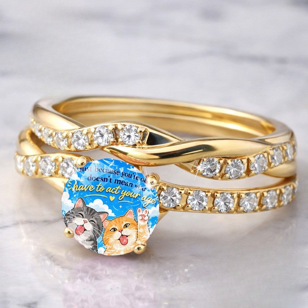 Twisted Cat Crystal Ring
