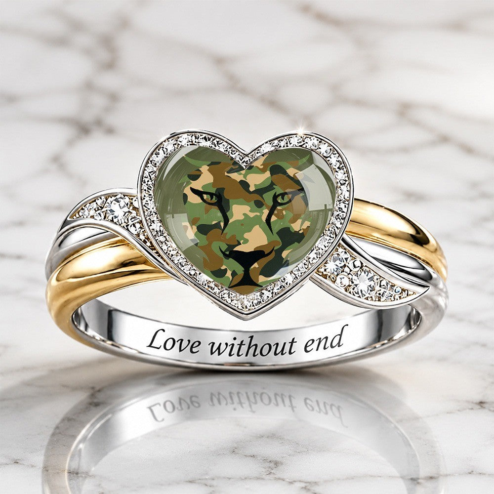 Camouflage Lion Heart Ring