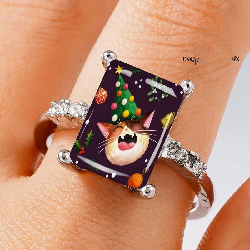 Festive Cat Rectangular Ring