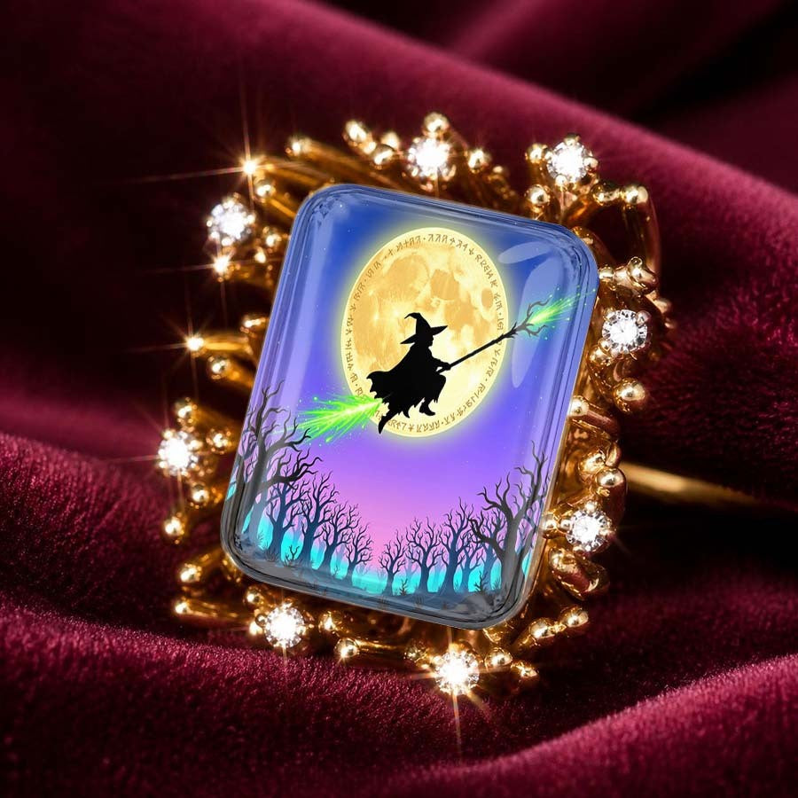 Vintage Witch Moonlight Square Ring