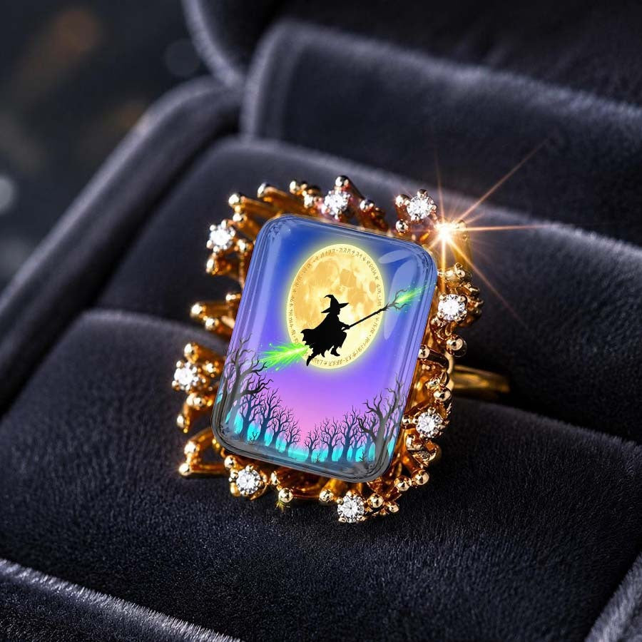 Vintage Witch Moonlight Square Ring