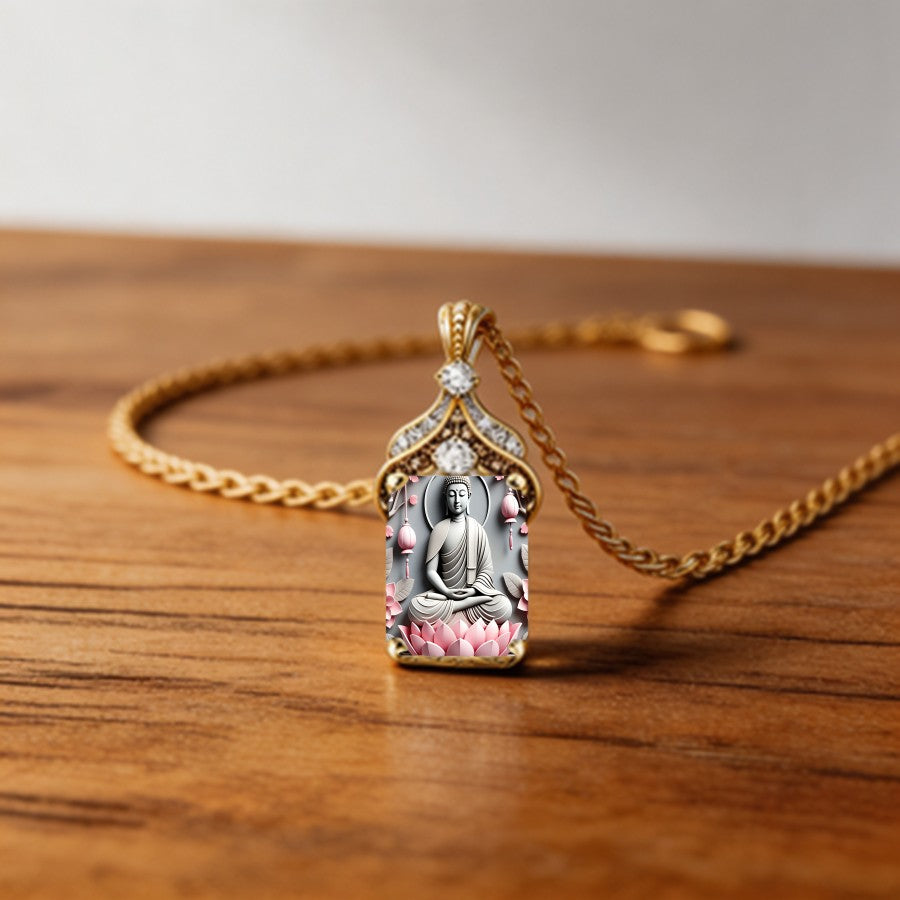 Lotus Buddha Pendant Necklace