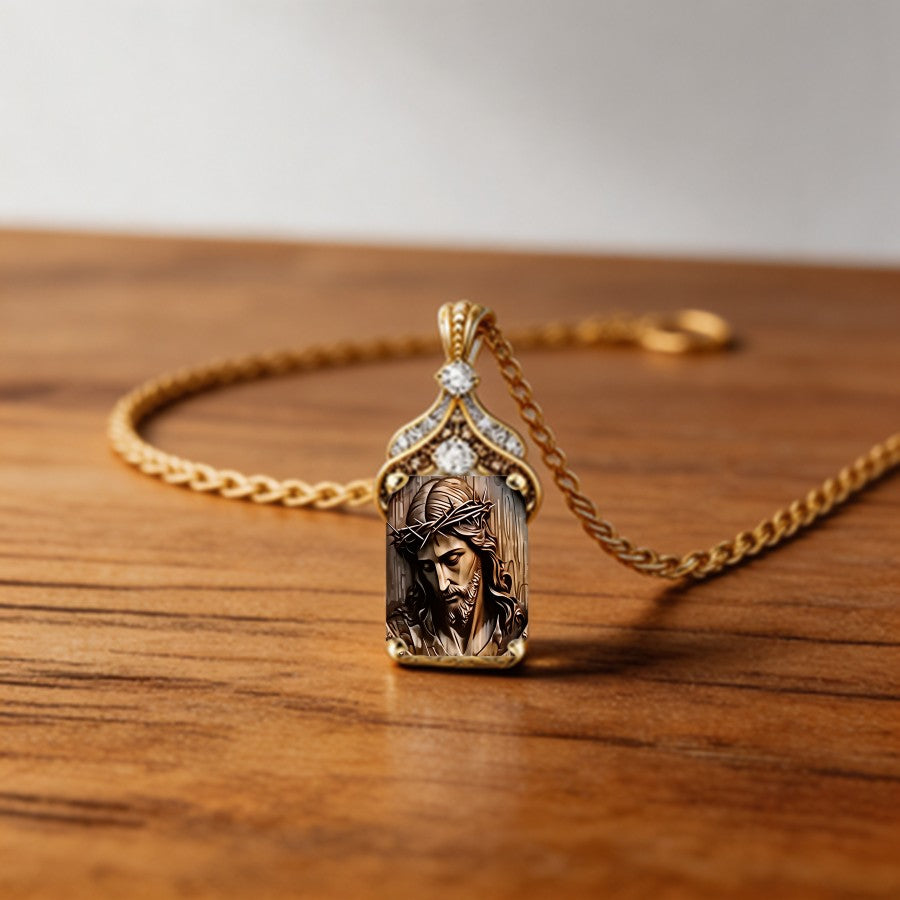 Crown of Thorns Portrait Pendant Necklace